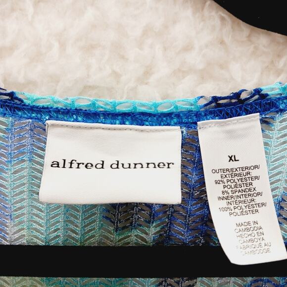 Cardigan Open Size XL Navy Aqua Royal Grandma Chic Coastal Resort Bloomcore - Picture 8 of 10